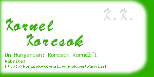 kornel korcsok business card